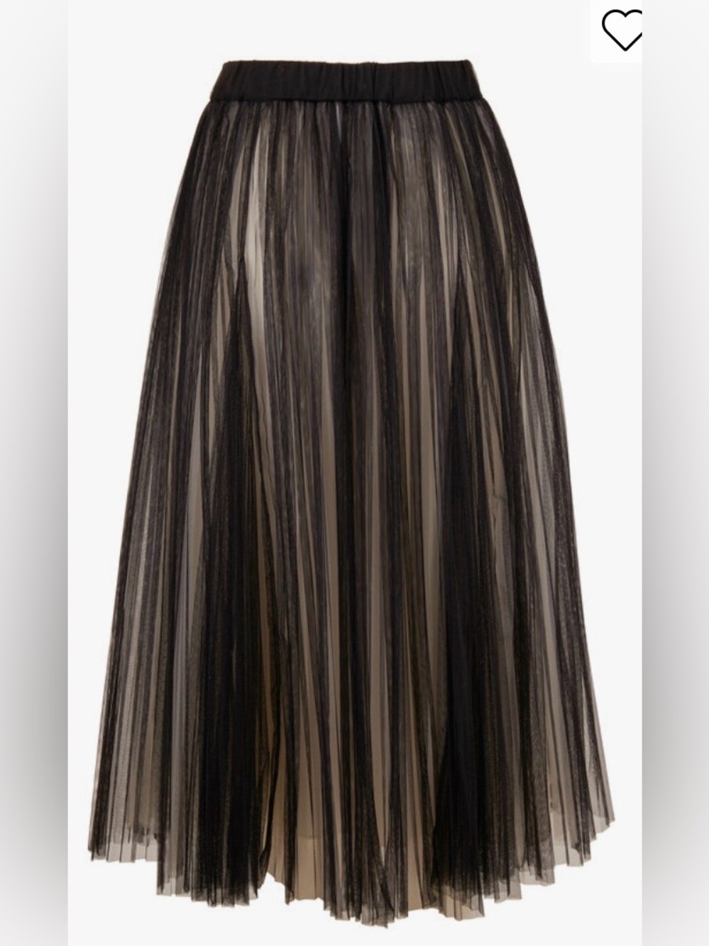 $2195Brunello Cucinelli Black Layered Tulle Maxi Skirt with White Underlay